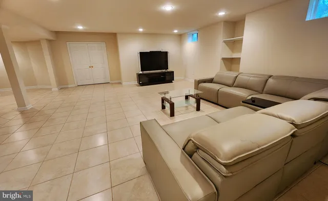 a view of a lobby with furniture