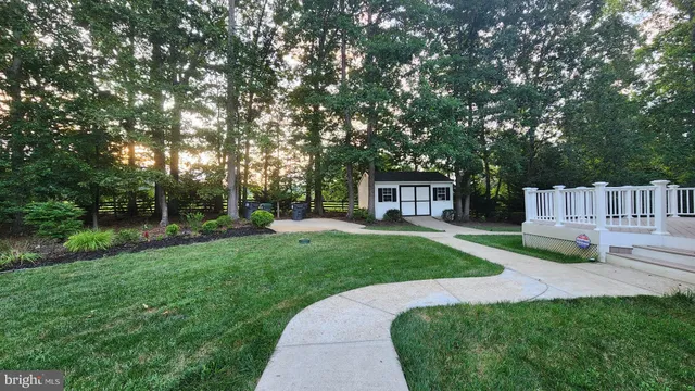 a view of a garden with a bench
