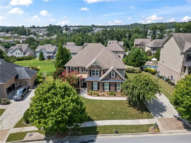 an aerial view of multiple houses