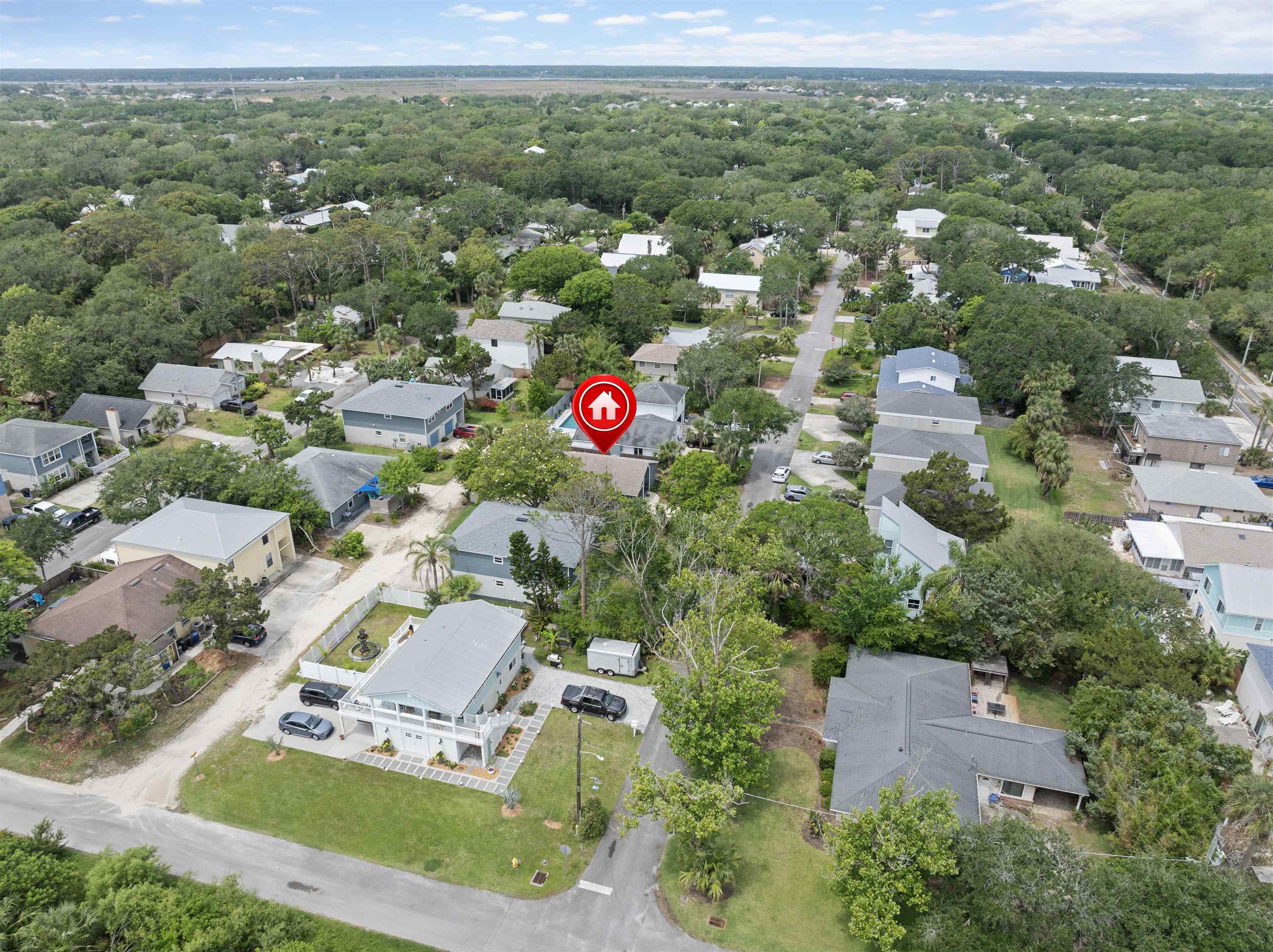 207 B Street St. Augustine Beach, FL 32080 - Photo 18 of 22 an aerial view of residential houses with outdoor space and trees