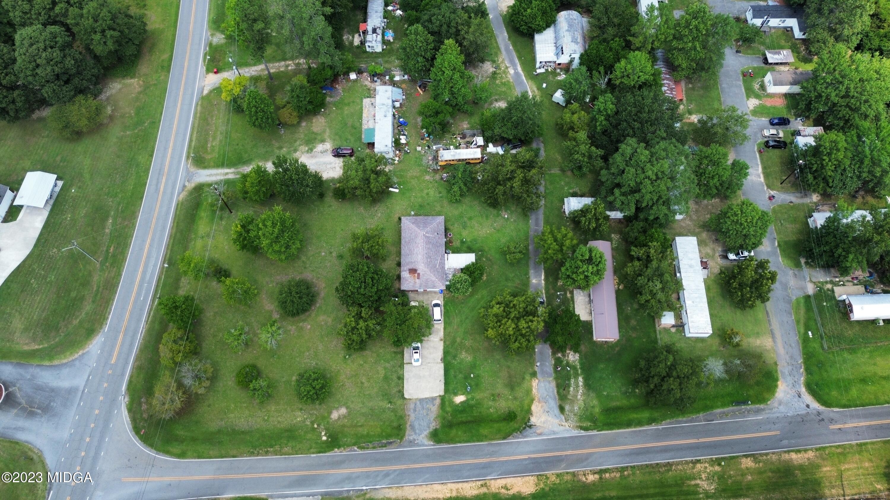 an aerial view of a house