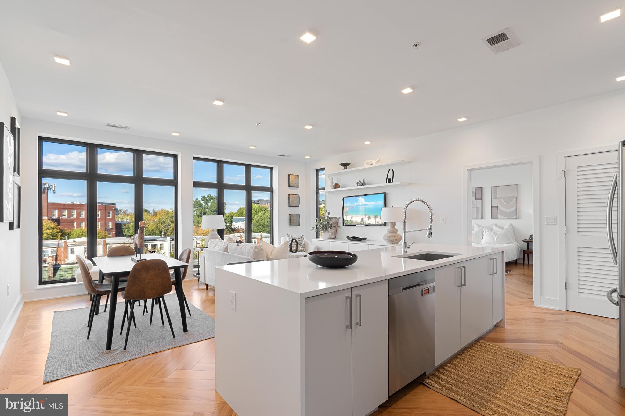 1345 K Street Southeast, Unit 401 Washington, DC 20003 - Photo 10 of 28 a kitchen with sink and view of living room