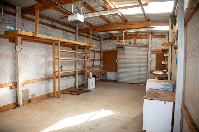 a view of backyard with a garden and tree