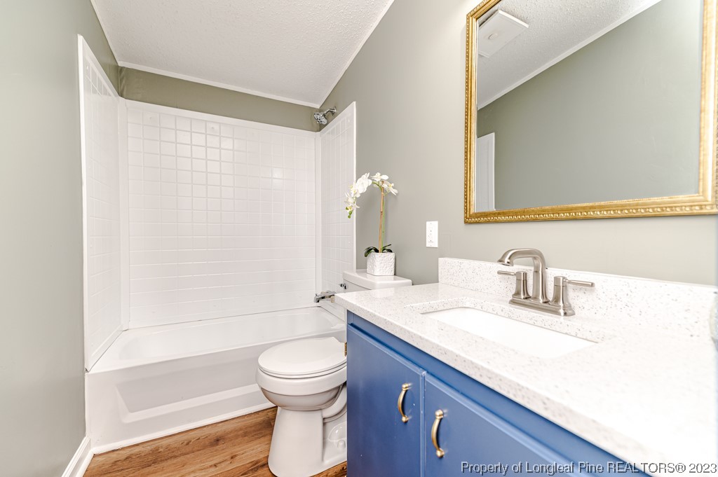 243 Hollywood Road Cameron, NC 28326 - Photo 33 of 39 a bathroom with a granite countertop sink toilet and shower