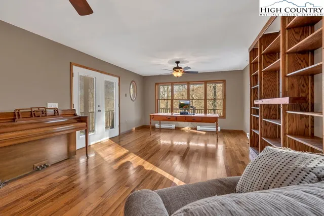 a view of wooden balcony