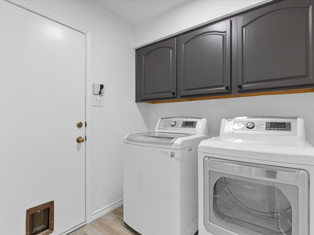 9322 Lightwood Loop Austin, TX 78748 - Photo 32 of 40 The in home laundry room is situated at the garage entry and comes with side-by-side washer & dryer hookups and tastefully painted storage cabinetry.