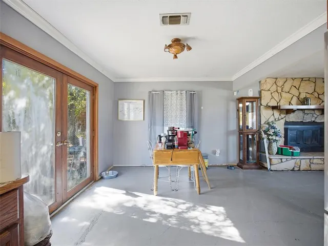 a living room with a window