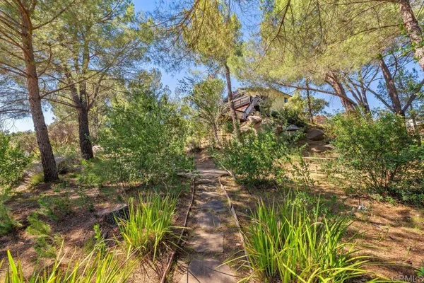 a backyard of a house with a garden