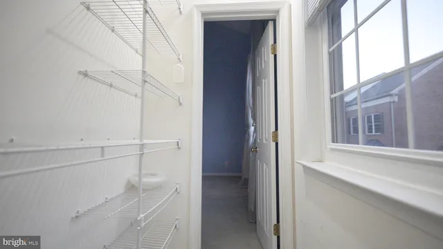 a view of a closet area with hallway