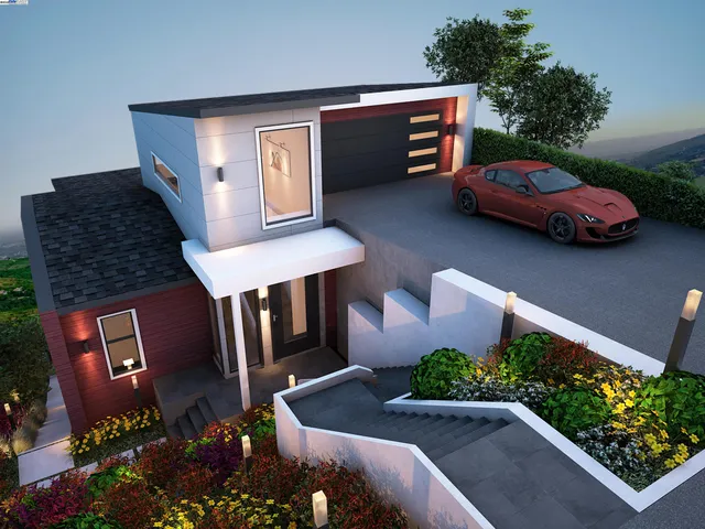 a car parked in front of a house