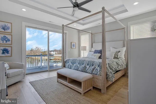 a bedroom with a bed and a walk in closet