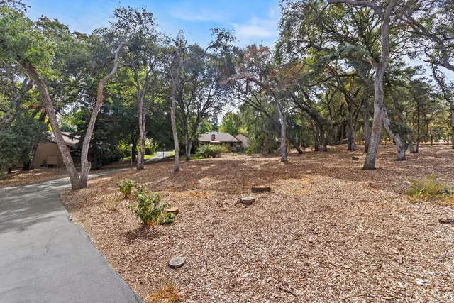 a backyard of a house with lots of green space