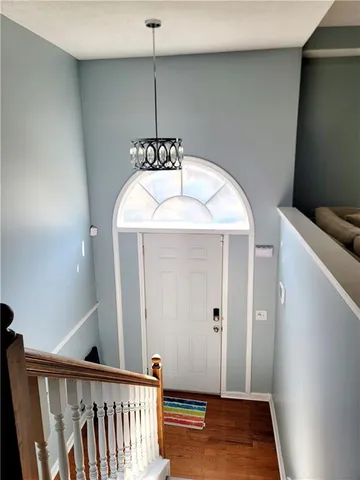 a view of a livingroom with a chandelier