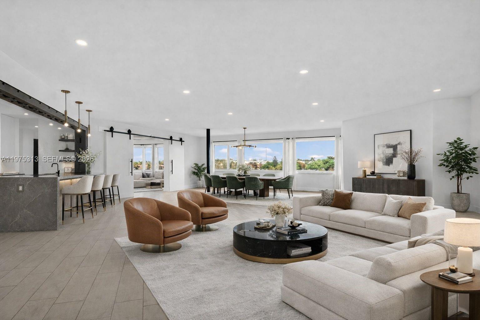 Virtually staged living/dining