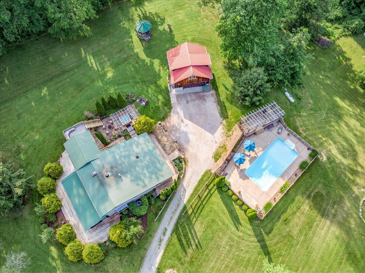 37000 Kingsbury Road Pomeroy, OH 45769 - Photo 66 of 69 drone view of home, garage and pool