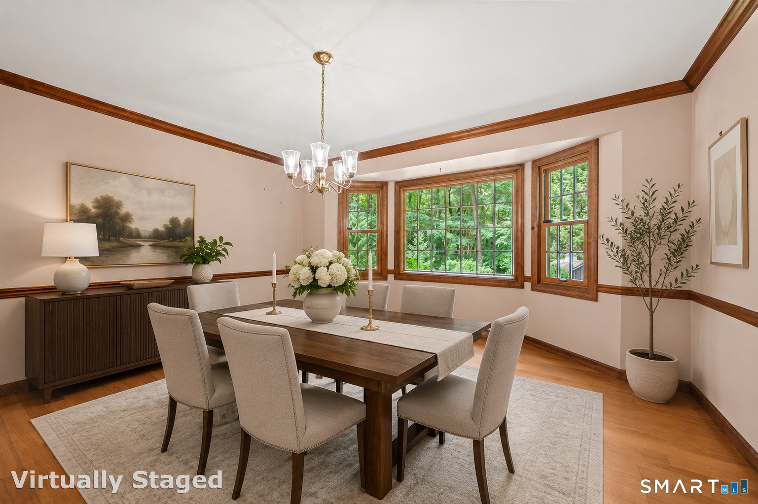 16 Cedar Grove Road Southbury, CT 06488 - Photo 9 of 39 Virtually staged Dining Room with dreamy Bow Window