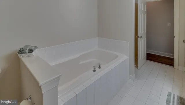 a bathroom with a bathtub