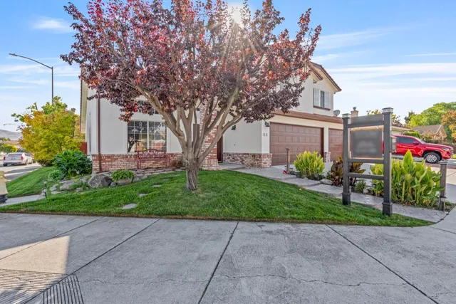 a front view of a house with garden