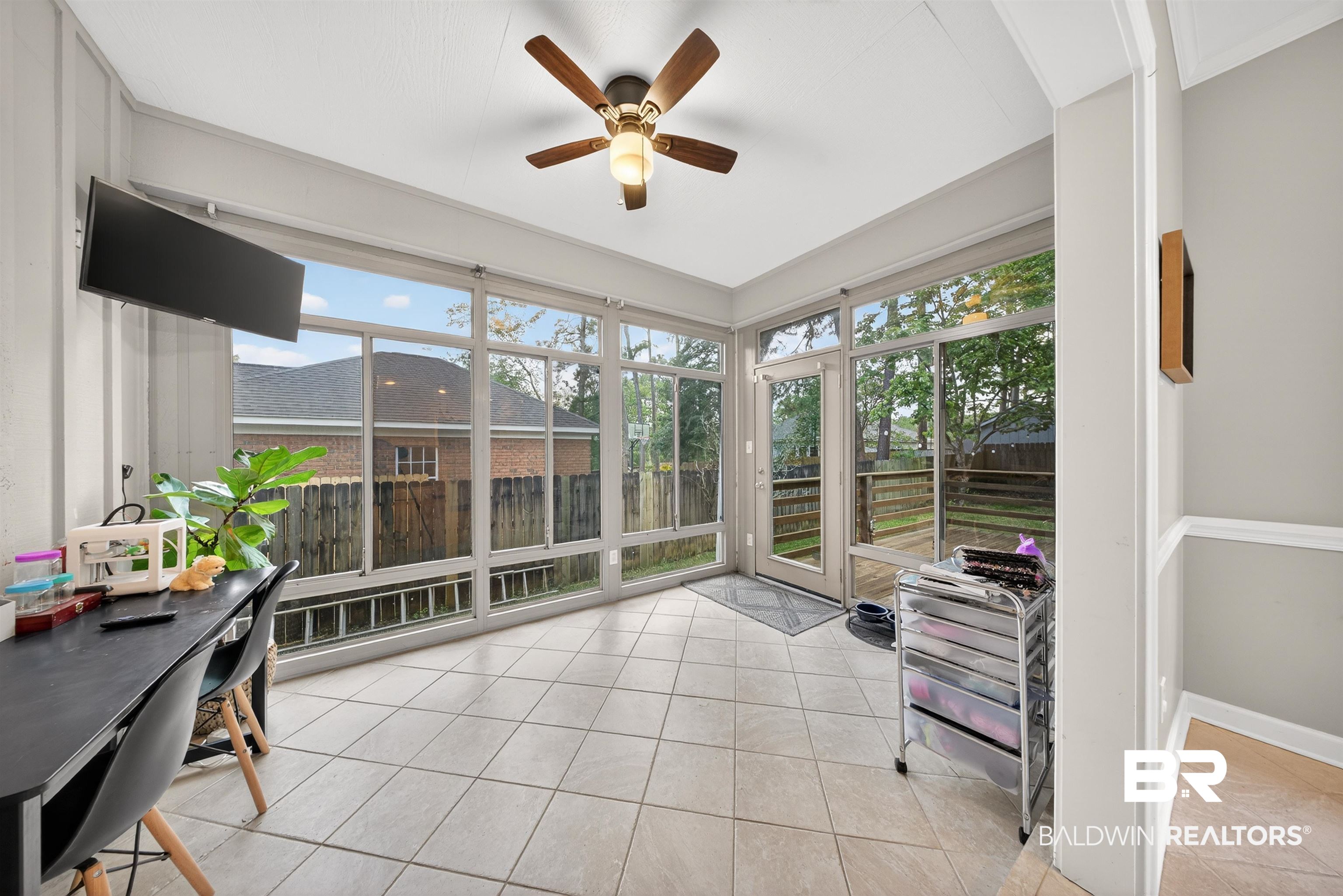 1250 Savannah Drive Mobile, AL 36609 - Photo 18 of 35 Sunroom with ceiling fan, healthy amount of natural light, and french doors