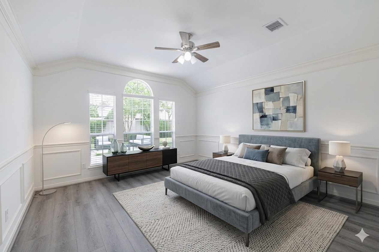15022 Sapling Oak Court Houston, TX 77082 - Photo 18 of 32 a spacious bedroom with a bed and a large window