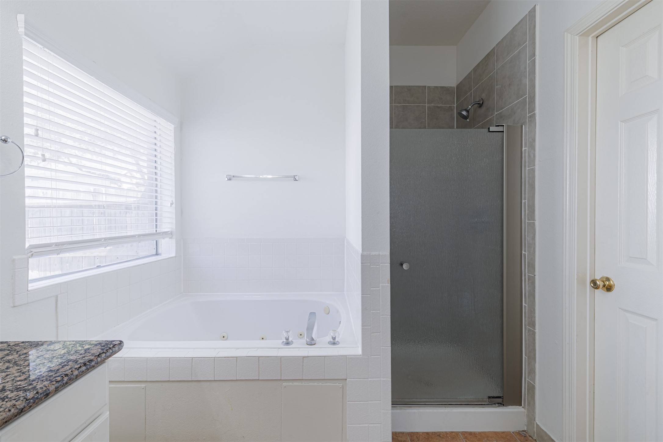 15022 Sapling Oak Court Houston, TX 77082 - Photo 22 of 32 a bathroom with a granite countertop sink a toilet and shower