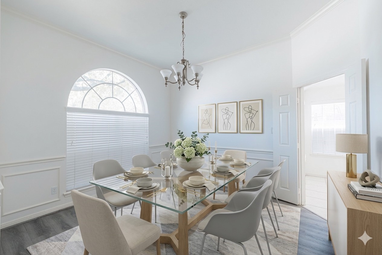 15022 Sapling Oak Court Houston, TX 77082 - Photo 5 of 32 a dining room with furniture a chandelier and window