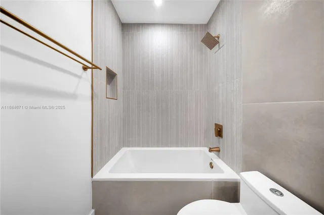 a bathroom with a bathtub