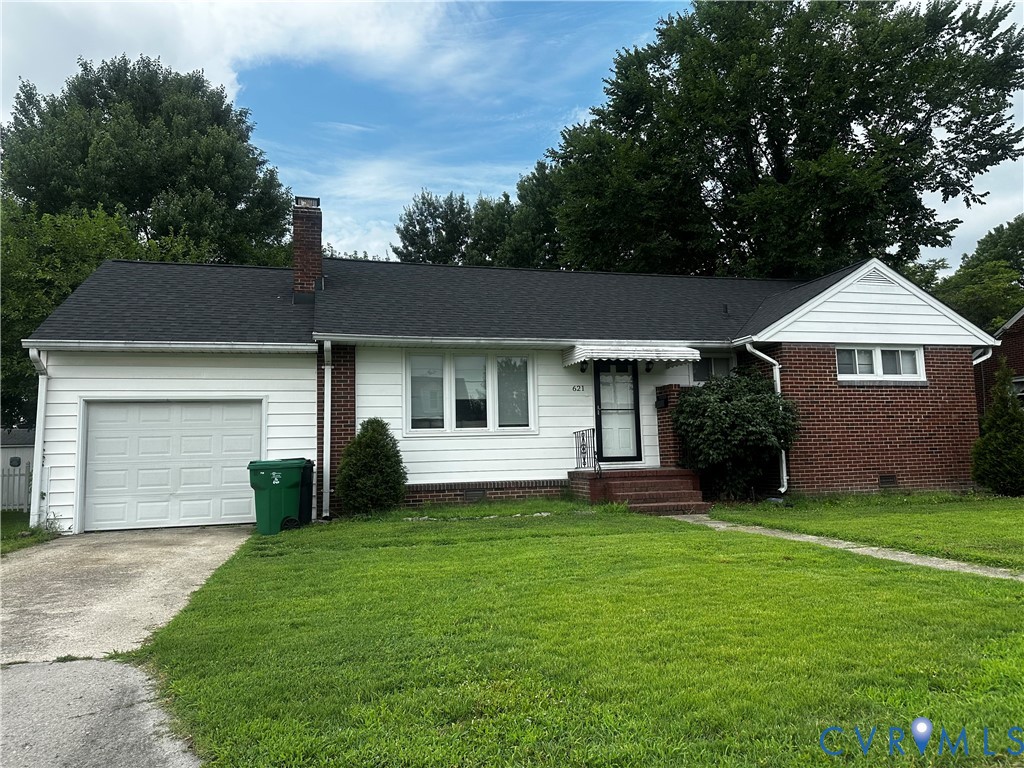 621 Fairlie Road Colonial Heights, VA 23834 - Photo 1 of 2 Exterior featuring a single-car garage, white sidi