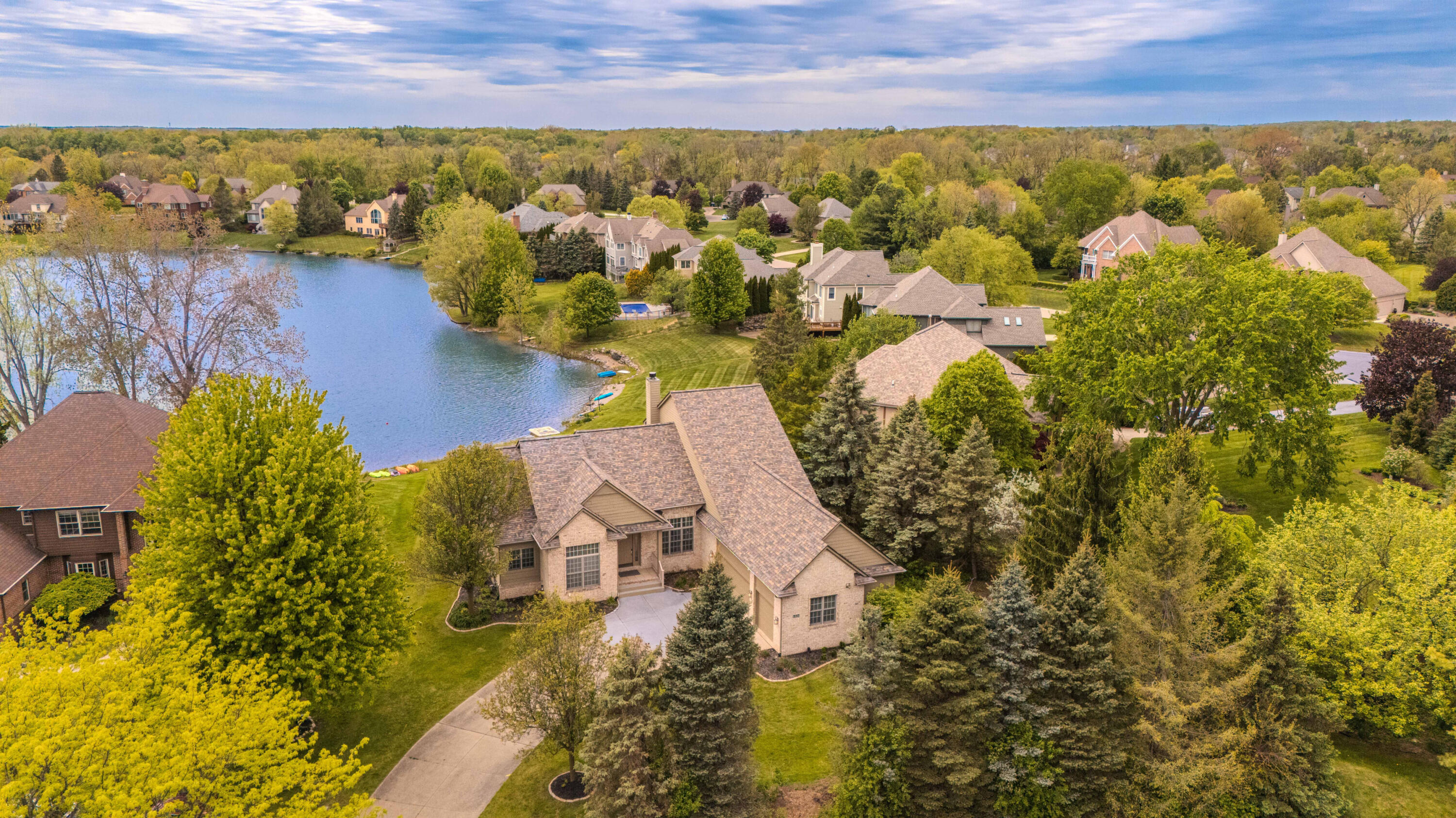 4324 Lohr Road Ann Arbor, MI 48108 - Photo 15 of 74 Aerial front with lake 3