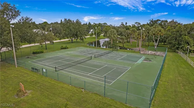 a view of a park with a slide