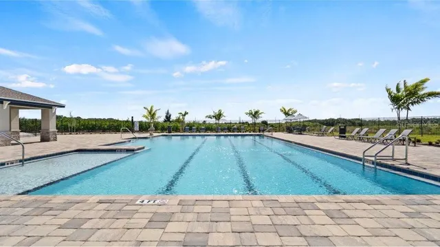 a view of swimming pool from a balcony