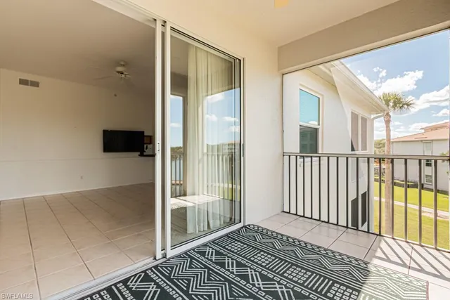 a view of a balcony with lake view