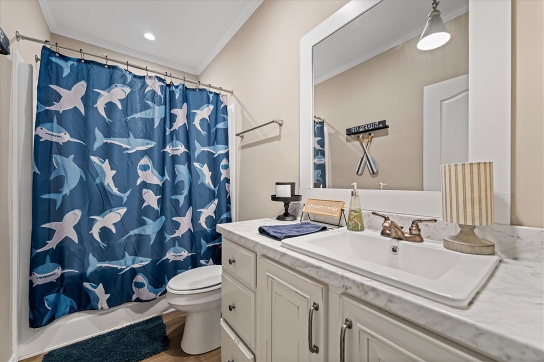 116 Parkview Road Iva, SC 29655 - Photo 30 of 44 Brightly illuminated vanity and shower area with contemporary finishes create a fresh and inviting atmosphere.