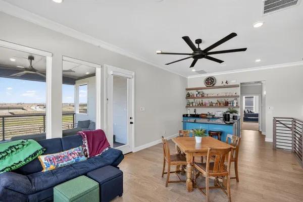a roof deck with couch