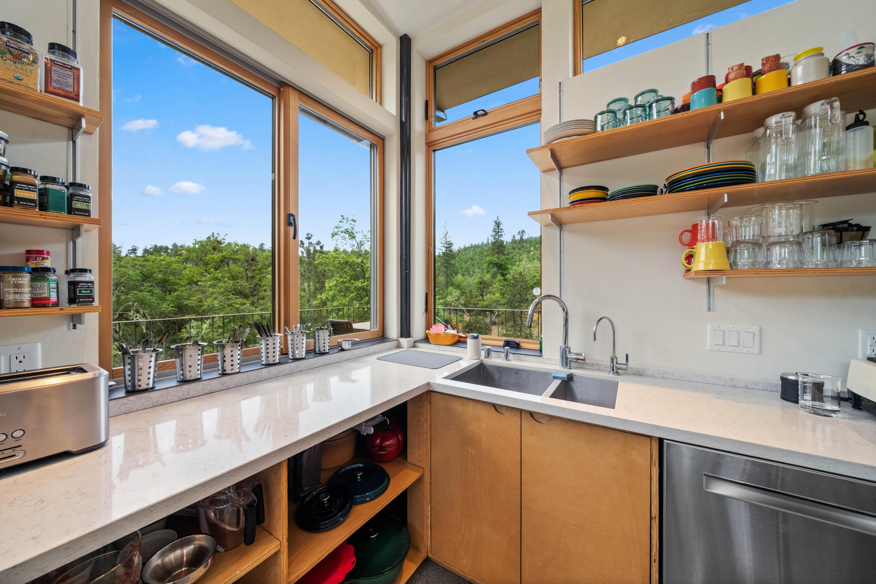 6691 Reading Creek Road Douglas City, CA 96024 - Photo 23 of 125 a kitchen with a sink and a large window