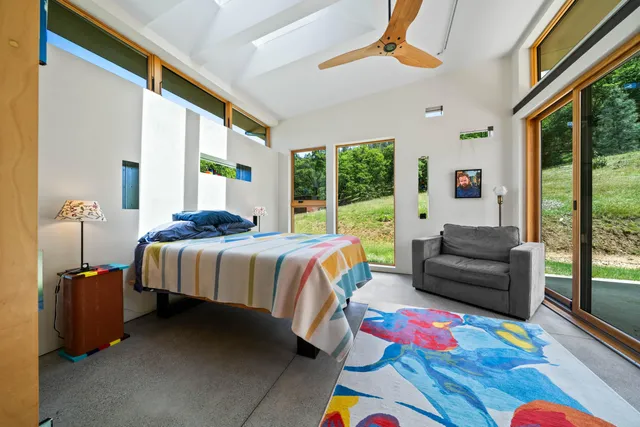 a view of a lake with a big yard