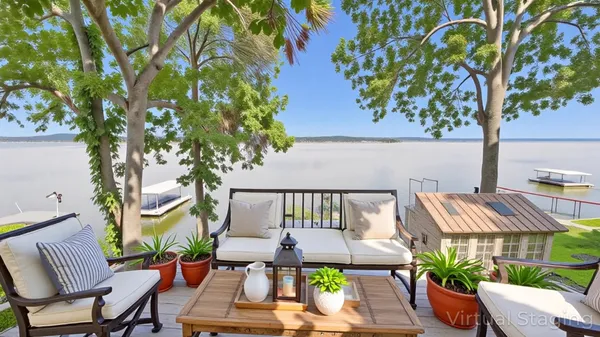 a view of an outdoor space with seating area