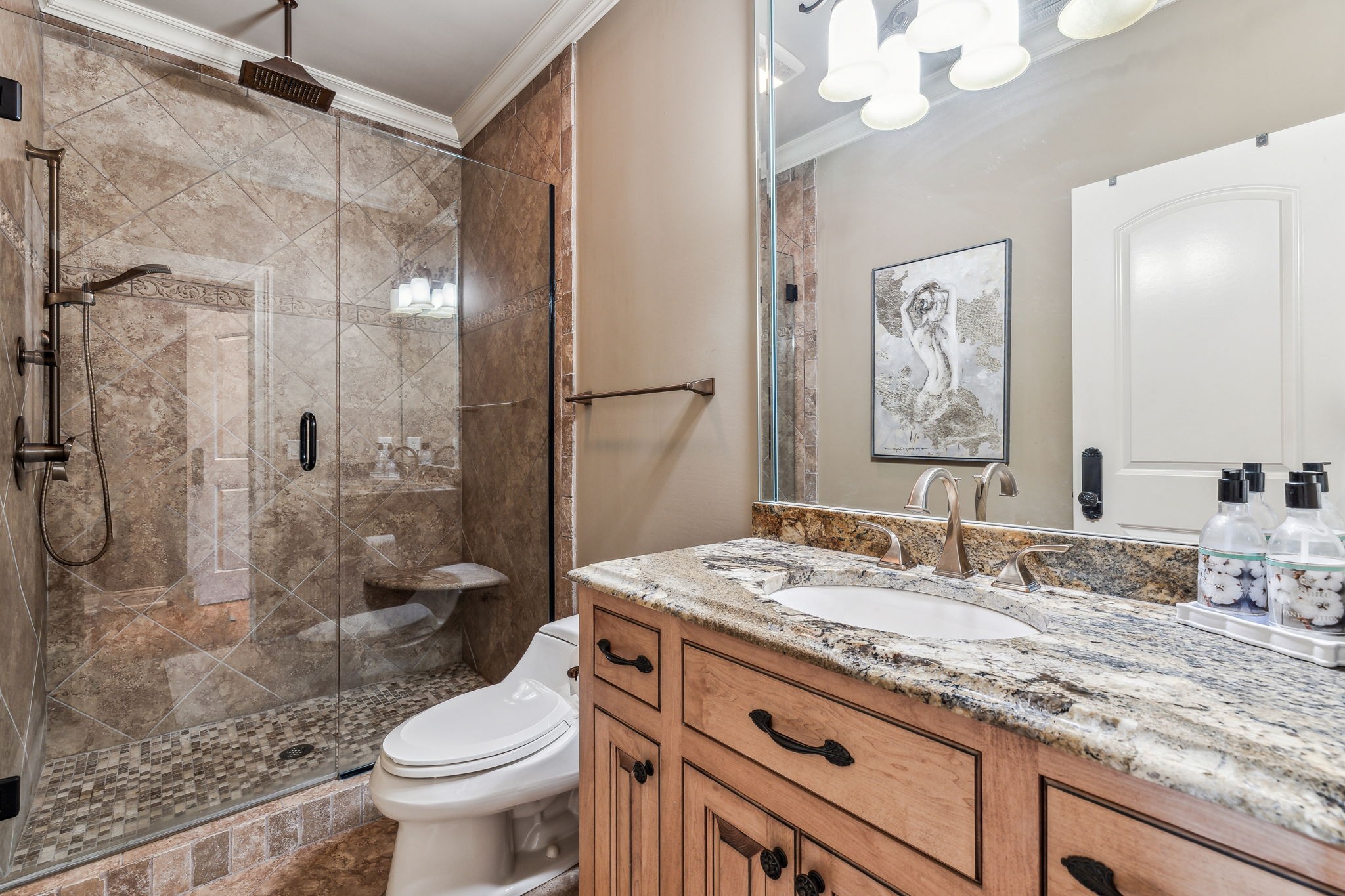 6035 River Trace Nashville, TN 37218 - Photo 40 of 68 a bathroom with a granite countertop sink toilet and shower