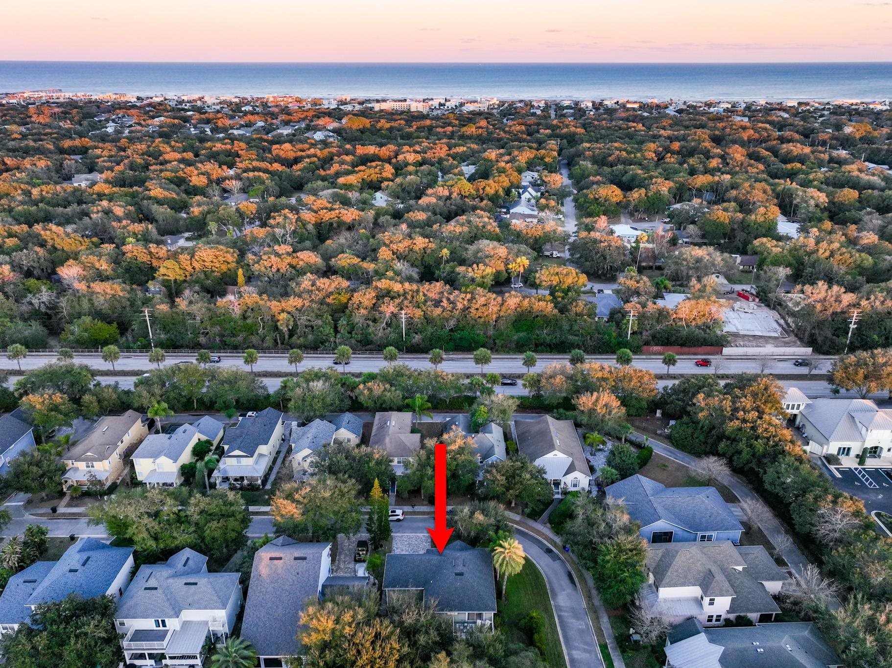 915 Saltwater Circle St. Augustine, FL 32080 - Photo 48 of 60 an aerial view of a city with lots of residential buildings and ocean view in back