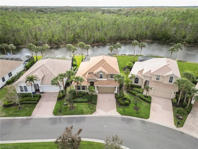 an aerial view of a house with garden