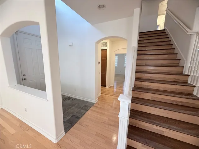 a view of a hallway to a house
