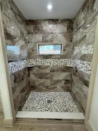 a bathroom with a shower
