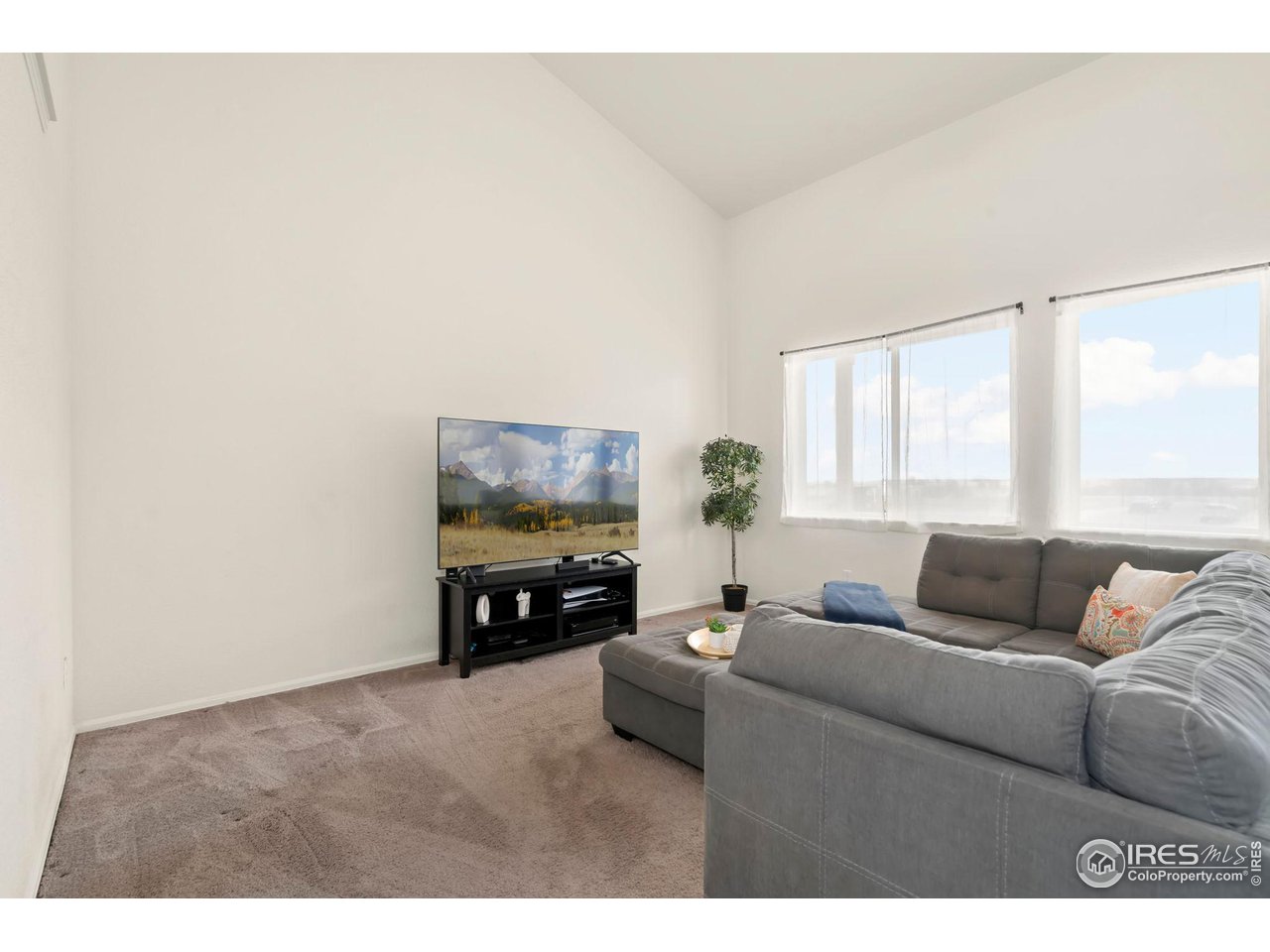 10300 19th St Road Greeley, CO 80634 - Photo 13 of 27 Large living room with vaulted ceilings and filled with natural light