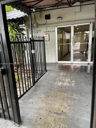 a view of a porch of a house
