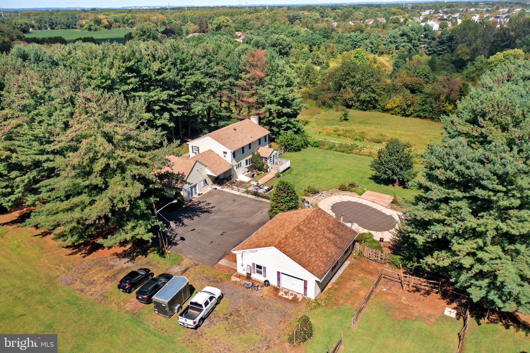 87 Bordentown Chesterfield Road Chesterfield, NJ 08515 - Photo 36 of 49 an aerial view of a house with a yard