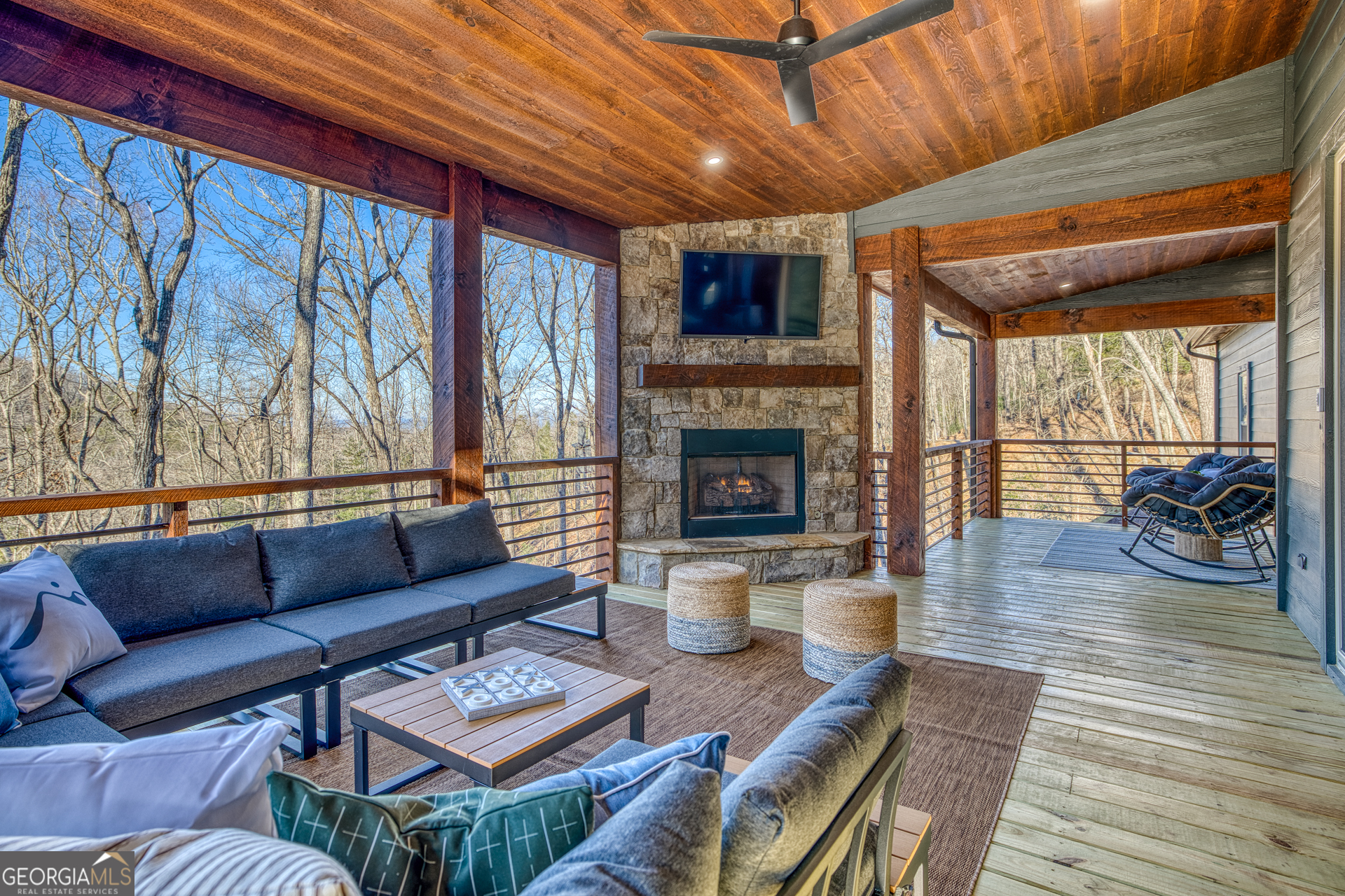 1160 Mangum's Trail Blue Ridge, GA 30513 - Photo 6 of 75 a living room with furniture and a fireplace