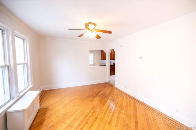 a view of a room with a window