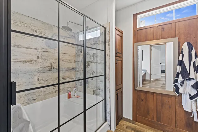 a view of a porch with a garden