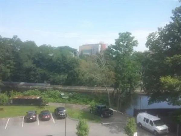 a view of a lake with a yard