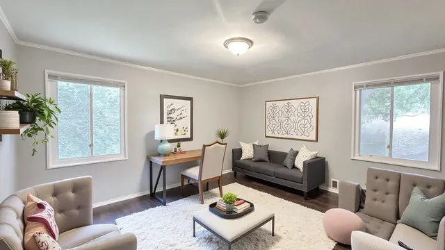 an empty room with windows